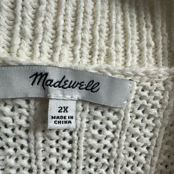 MADEWELL Bobble Cardigan Sweater Open Front Oversized Lighthouse Bright Ivory 2X - Picture 12 of 13